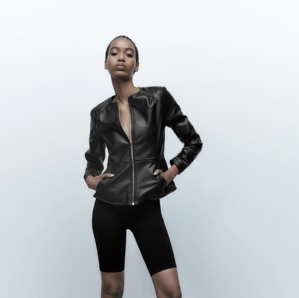 Zara Faux Leather Fitted Jacket